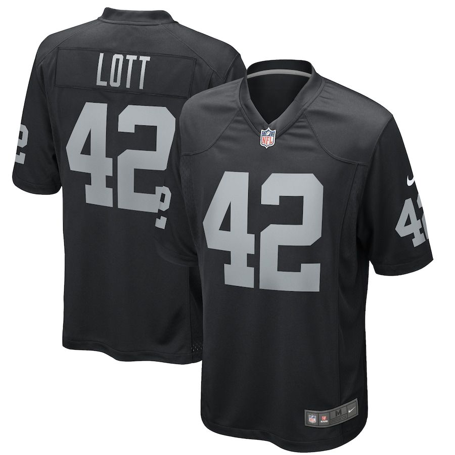 Men Oakland Raiders 42 Ronnie Lott Nike Black Game Retired Player NFL Jersey